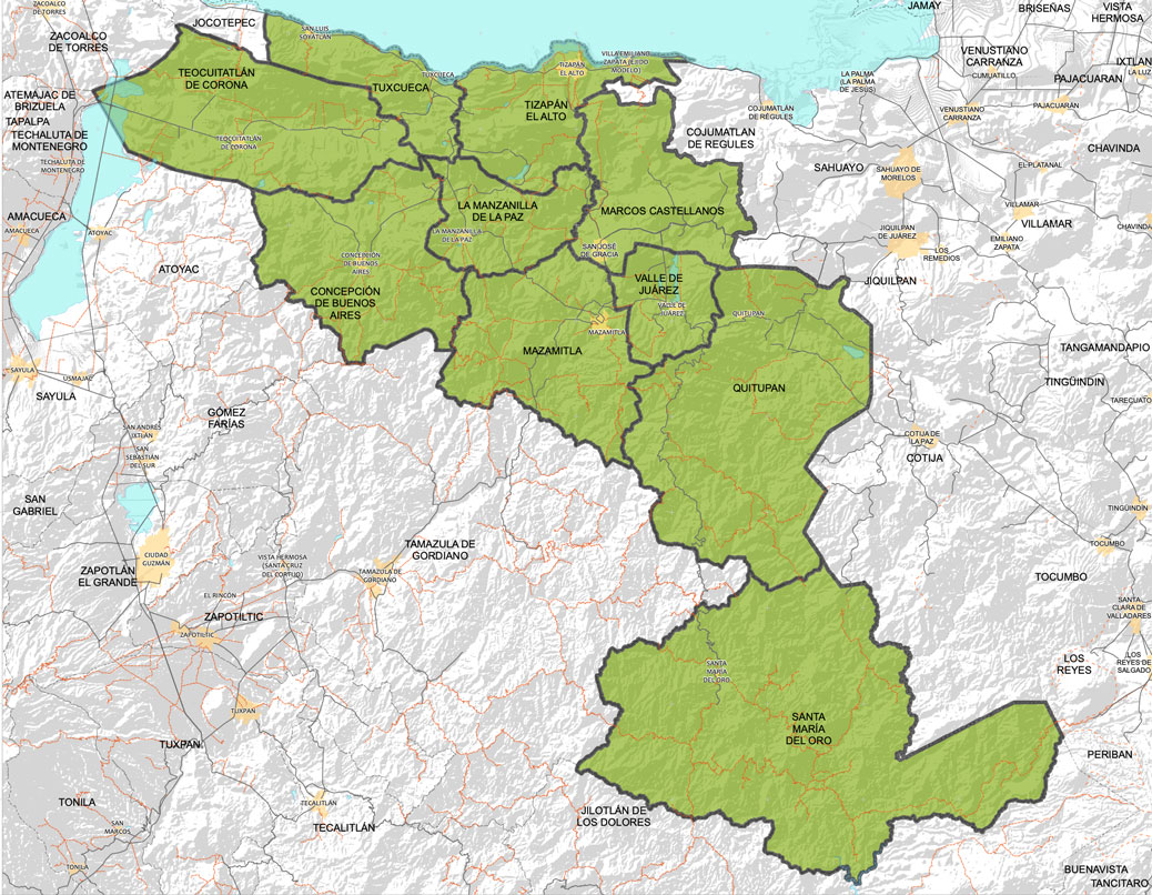 Mapa municipios SIMAR Sureste